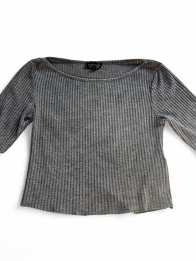 Topshop gray ribbed knit boat neck crop top